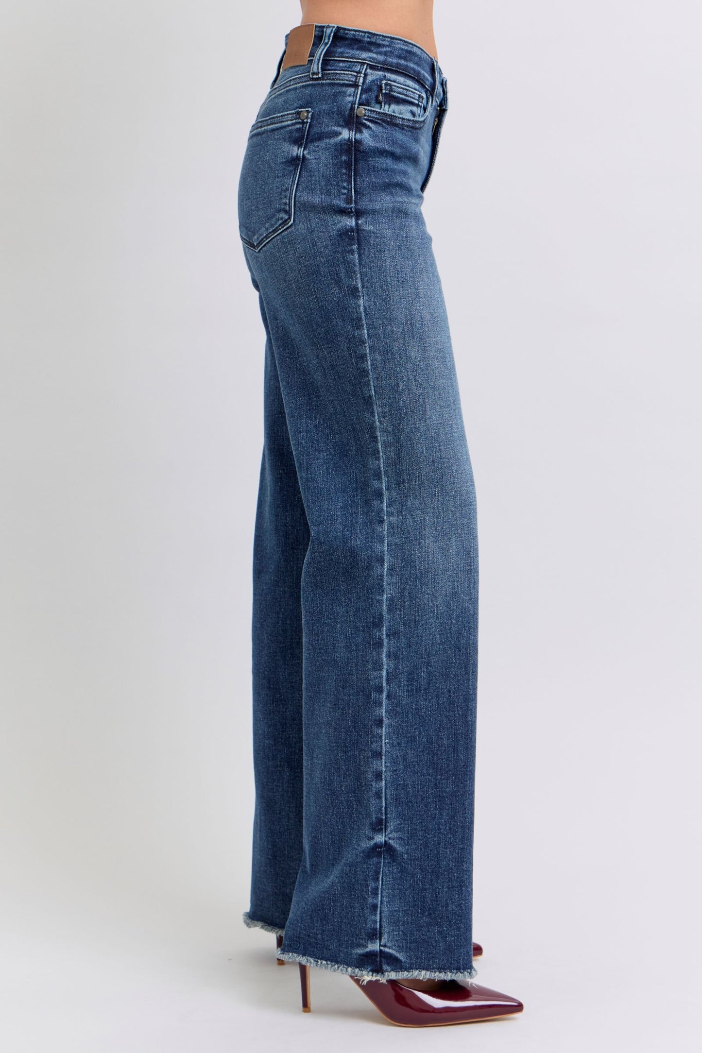 Judy Blue Zaylie Raw Hem Mid Rise Jeans