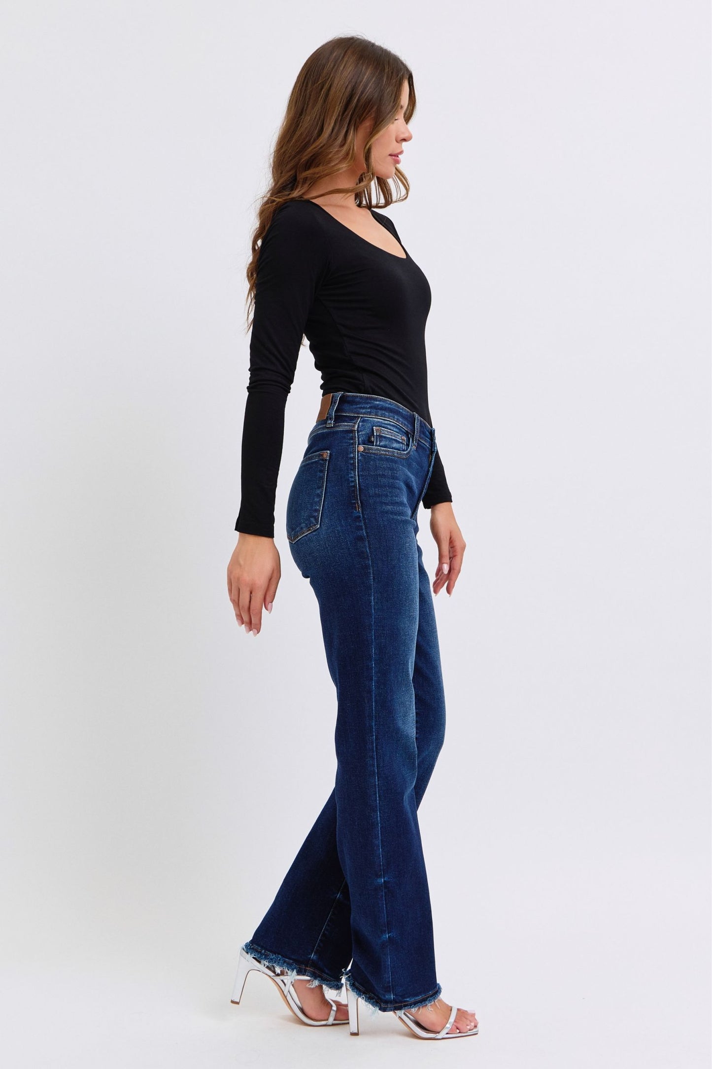 Judy Blue Kaci Raw Hem Straight Leg Jeans