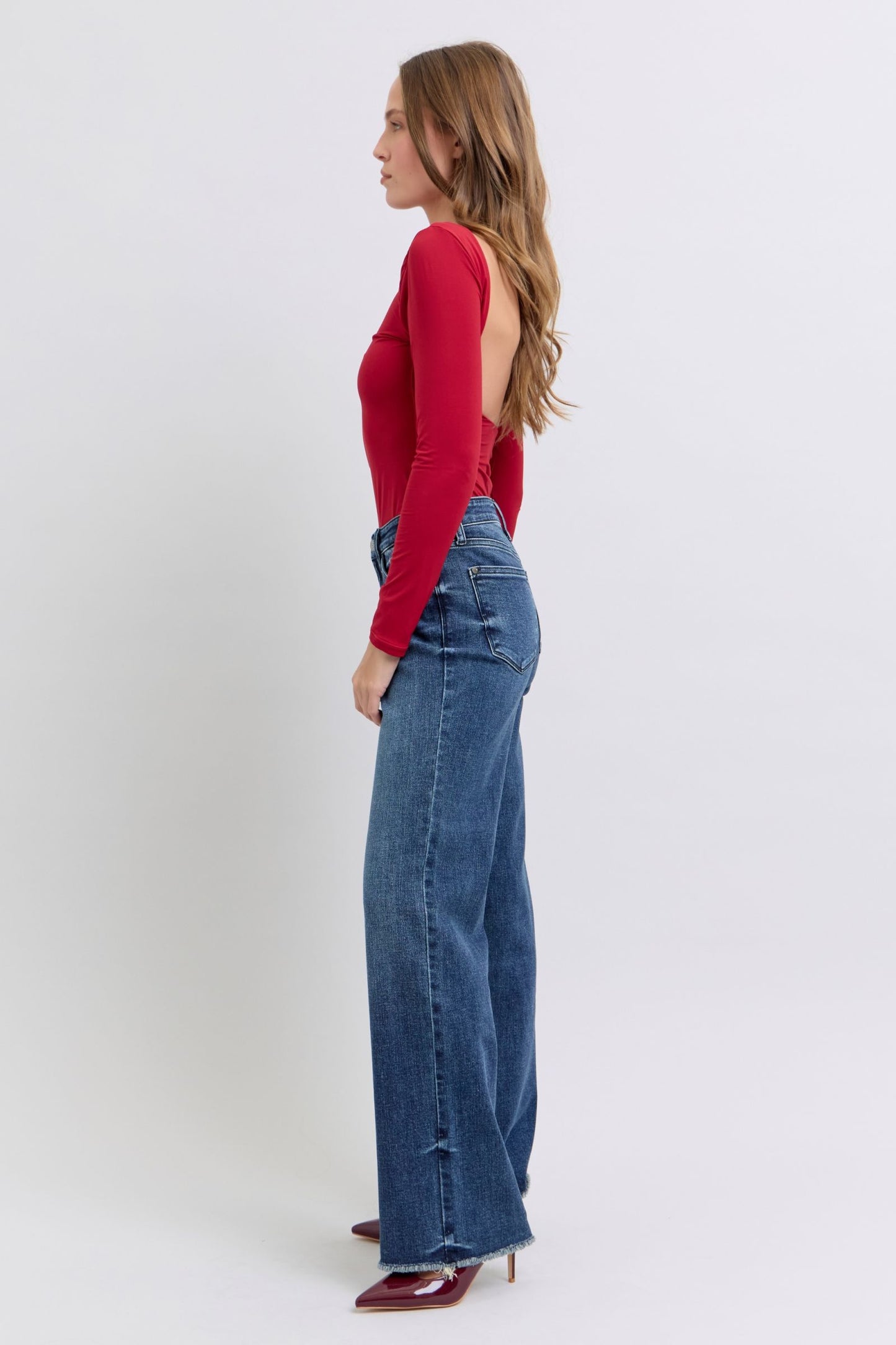 Judy Blue Zaylie Raw Hem Mid Rise Jeans