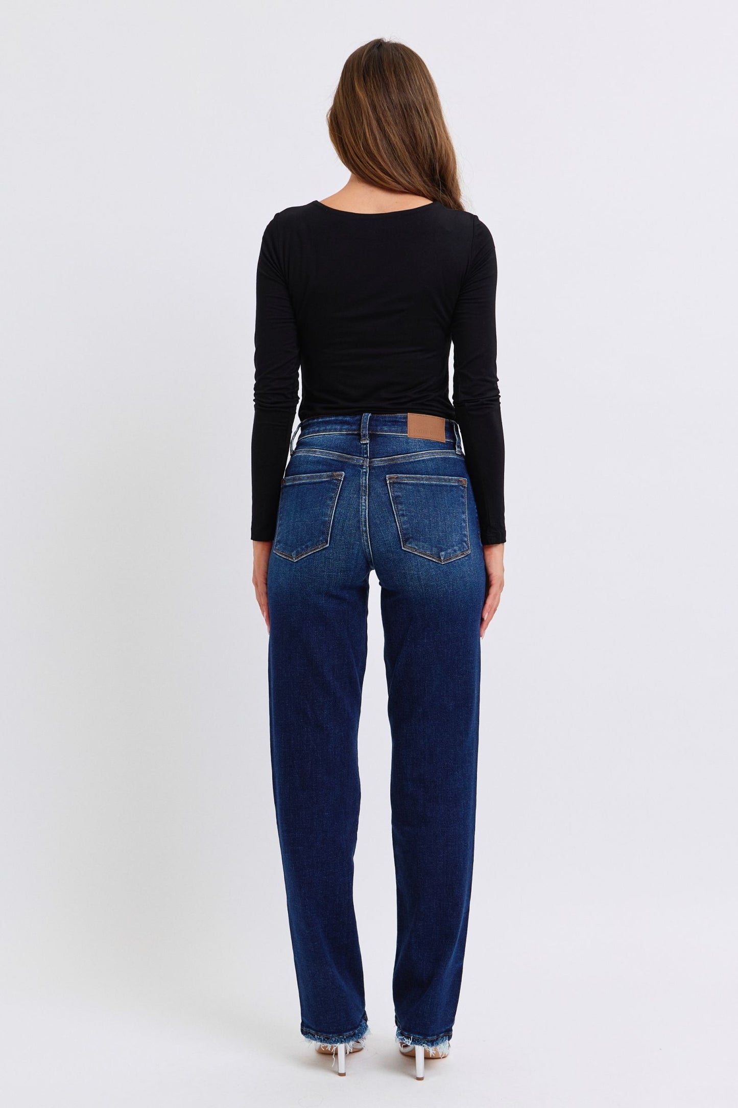 Judy Blue Kaci Raw Hem Straight Leg Jeans