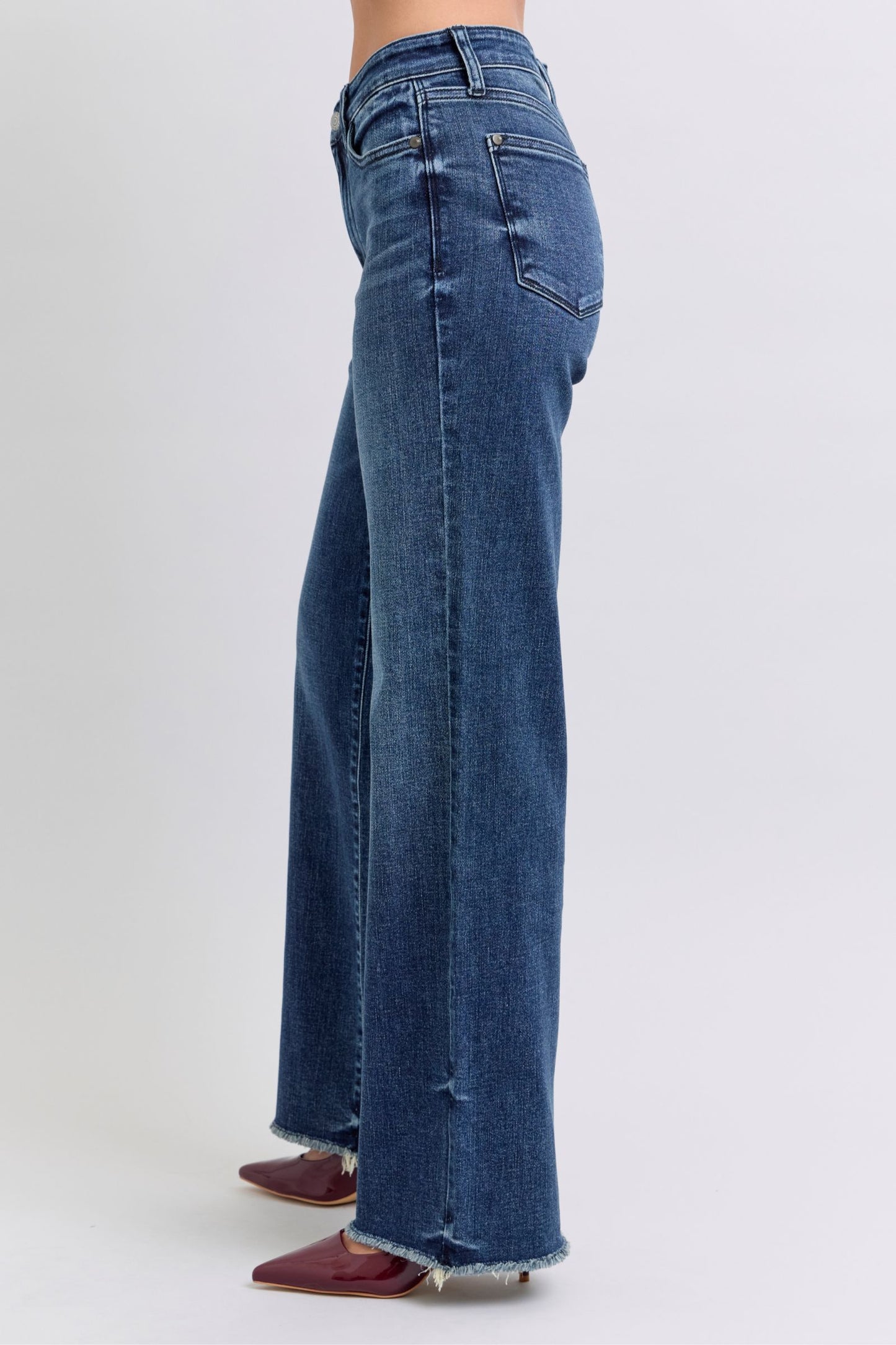 Judy Blue Zaylie Raw Hem Mid Rise Jeans