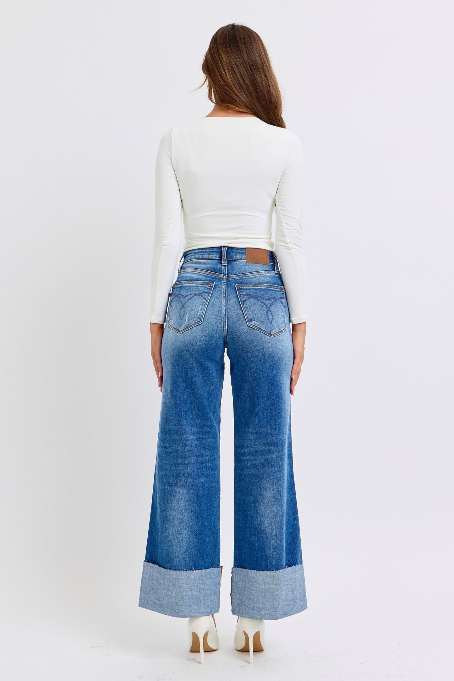Judy Blue Brittany Distressed High Waist Wide Leg Jeans