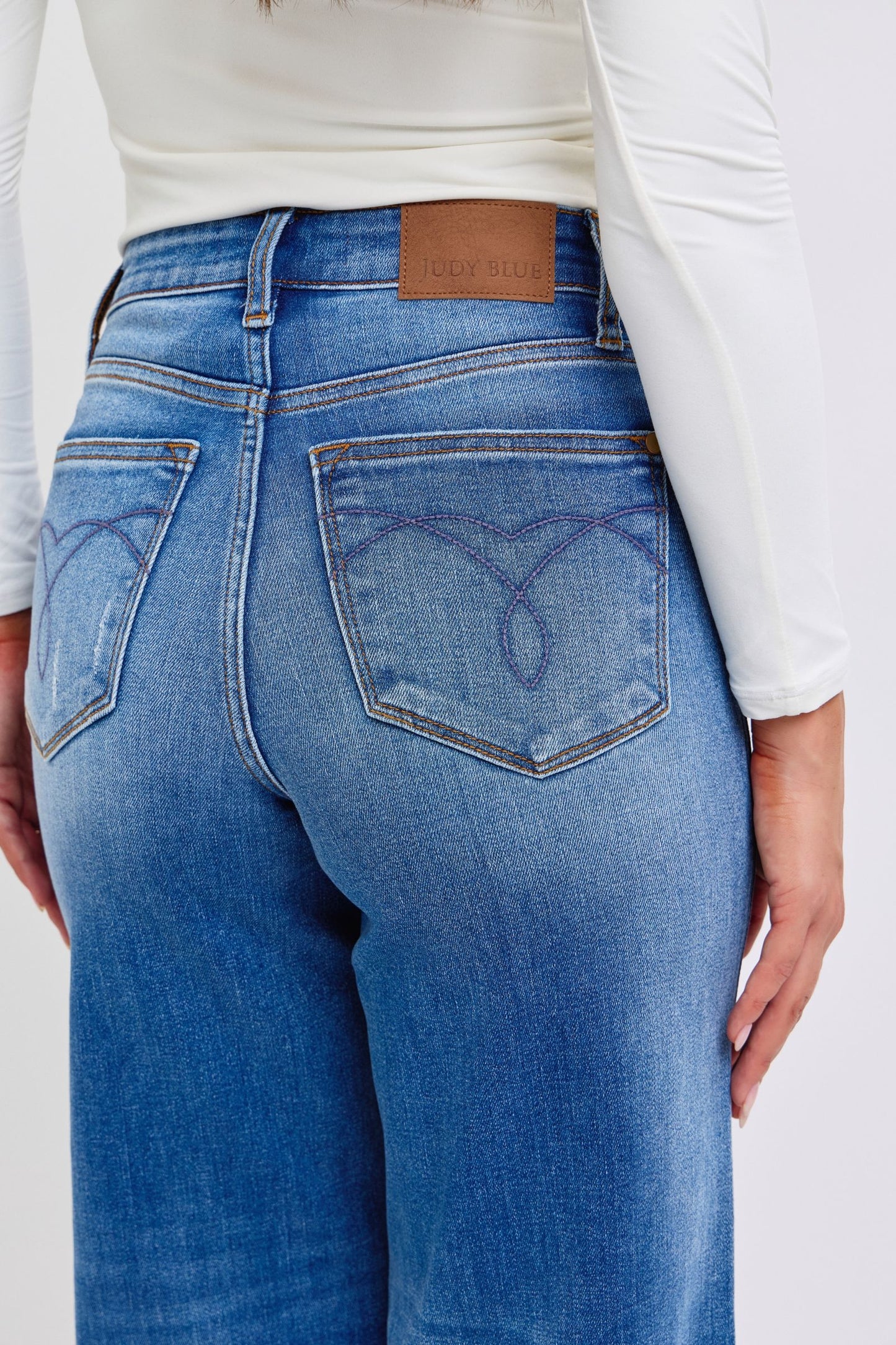 Judy Blue Brittany Distressed High Waist Wide Leg Jeans