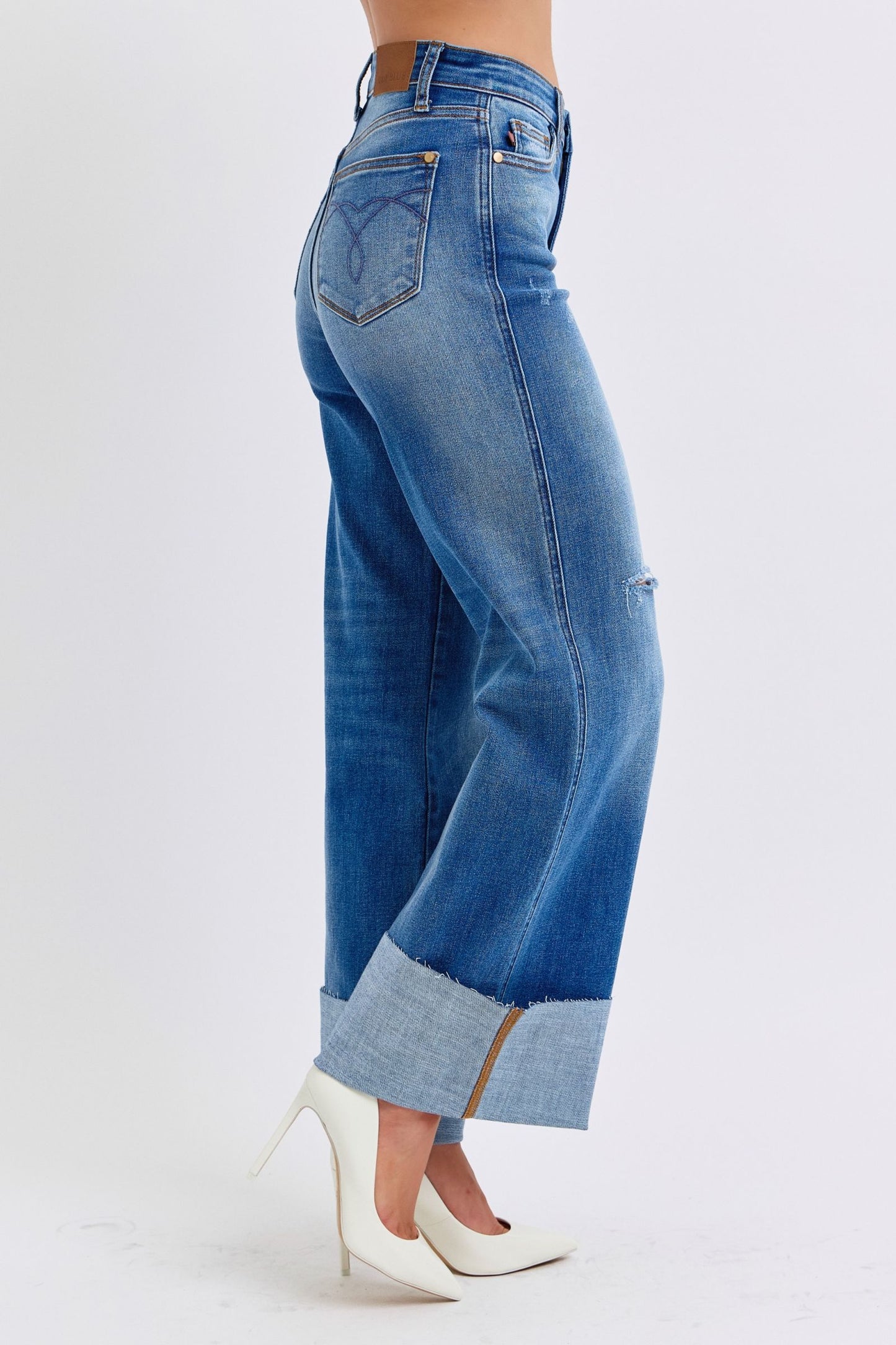 Judy Blue Brittany Distressed High Waist Wide Leg Jeans