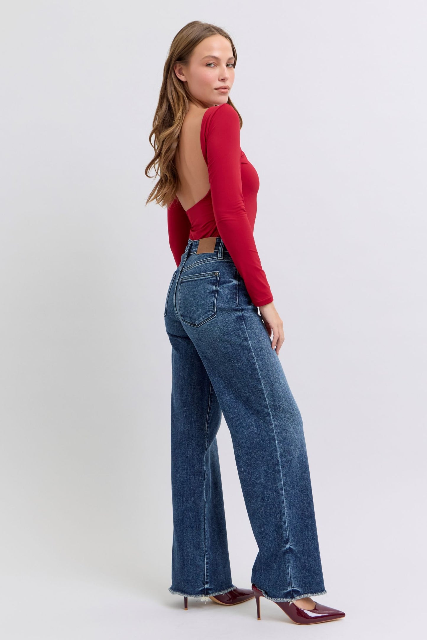 Judy Blue Zaylie Raw Hem Mid Rise Jeans