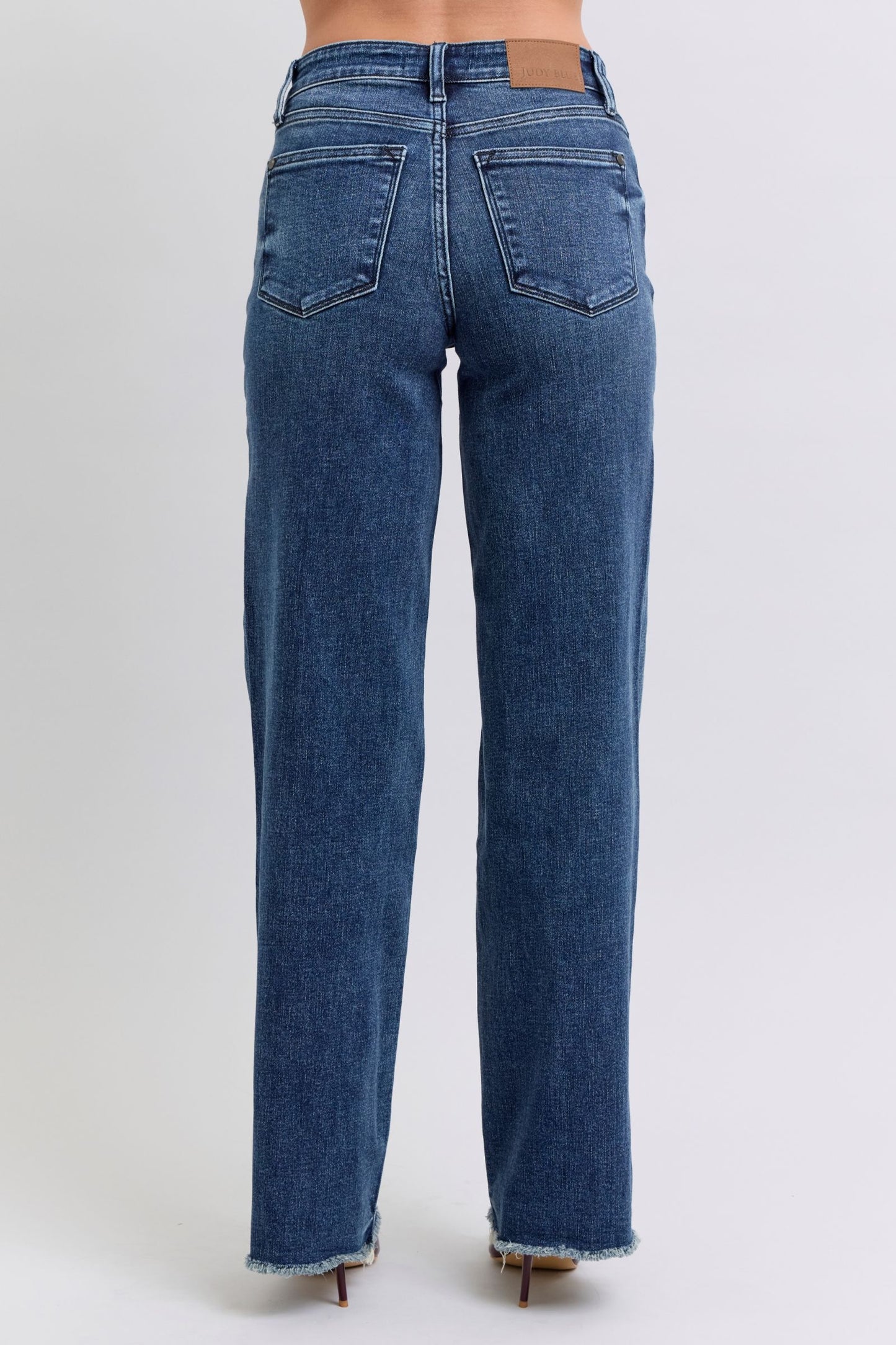 Judy Blue Zaylie Raw Hem Mid Rise Jeans