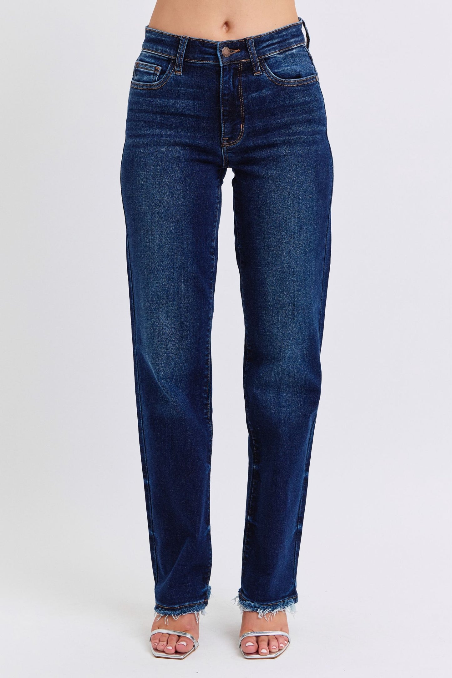 Judy Blue Kaci Raw Hem Straight Leg Jeans