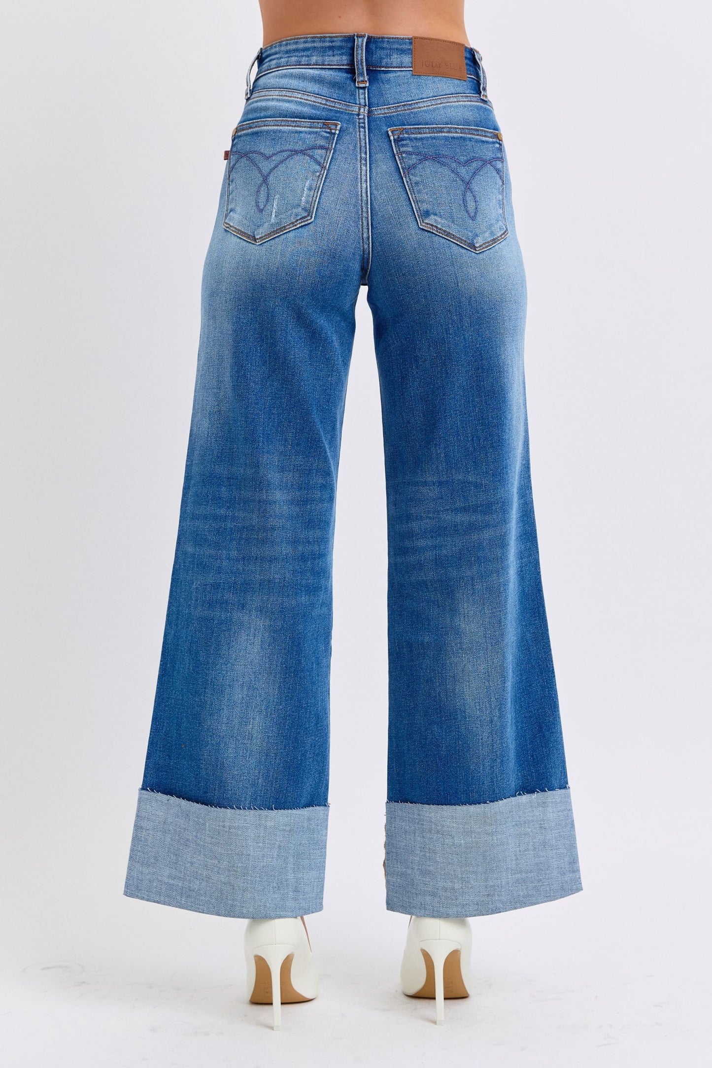 Judy Blue Brittany Distressed High Waist Wide Leg Jeans