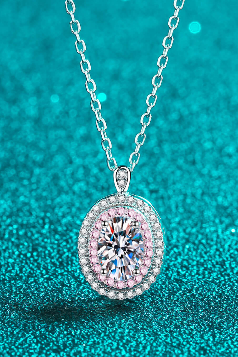 1 Carat Moissanite Oval Pendant Necklace