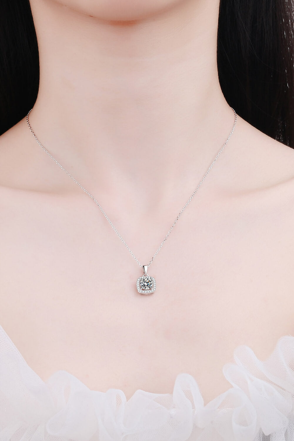 Moissanite Square Pendant Necklace