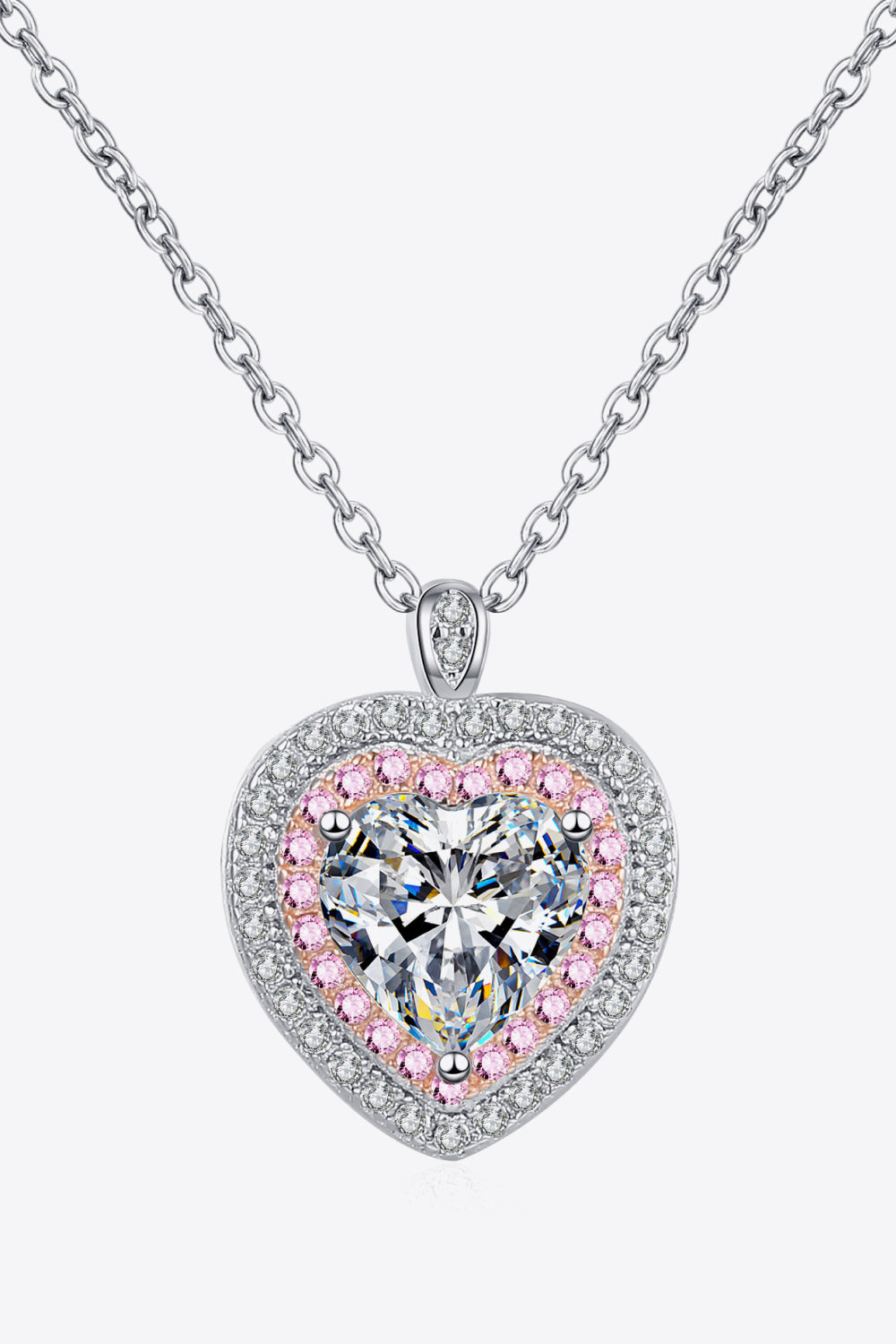 1 Carat Moissanite Heart Pendant Necklace