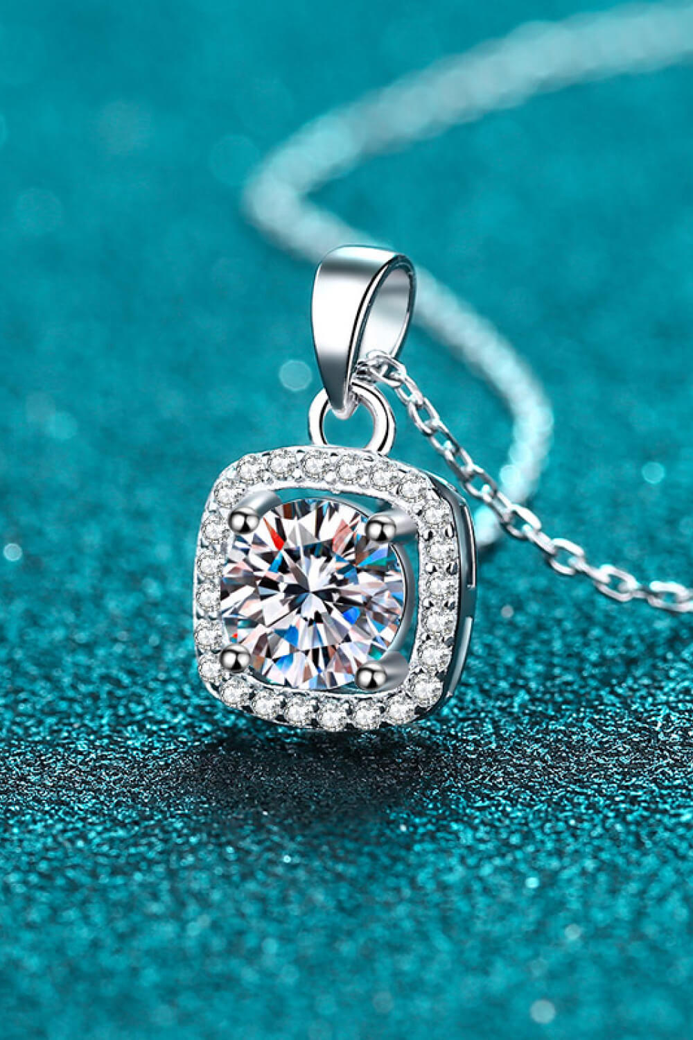 Moissanite Square Pendant Necklace
