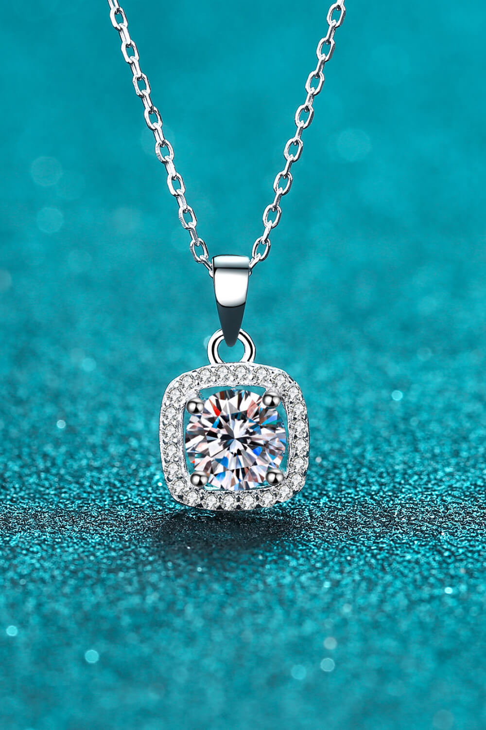 Moissanite Square Pendant Necklace