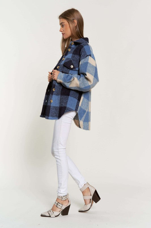 Blue Jay Two-Tone Plaid Shacket