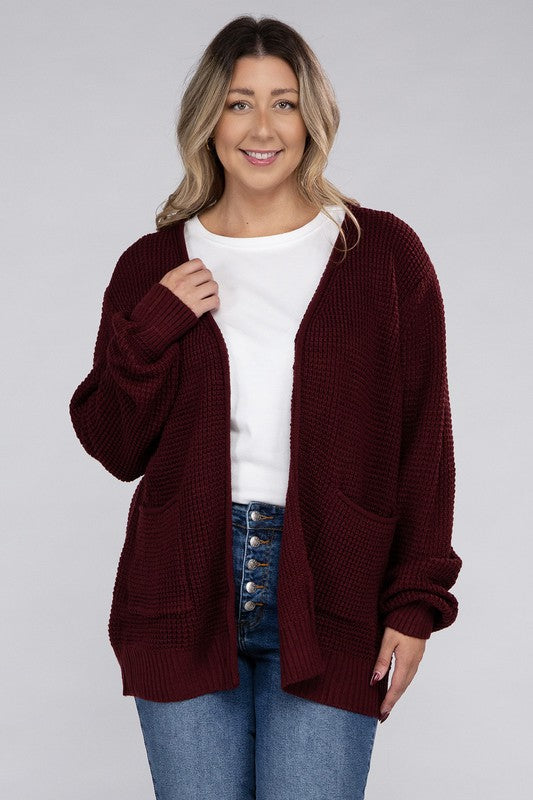 Curvy Waffle-Knit Sweater (5 Colors)