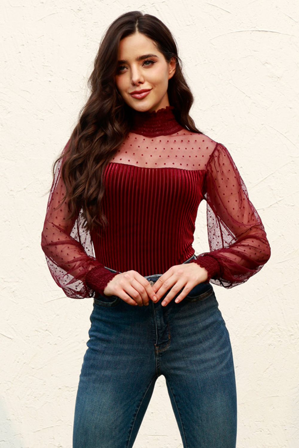 Holiday Party Mesh Sleeve Bodysuit