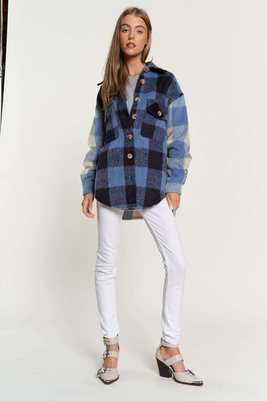 Blue Jay Two-Tone Plaid Shacket