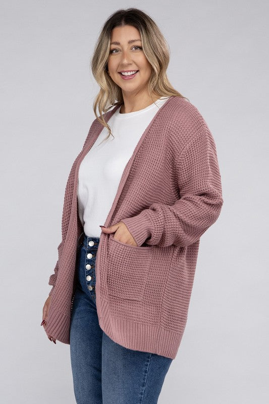 Curvy Waffle-Knit Sweater (5 Colors)