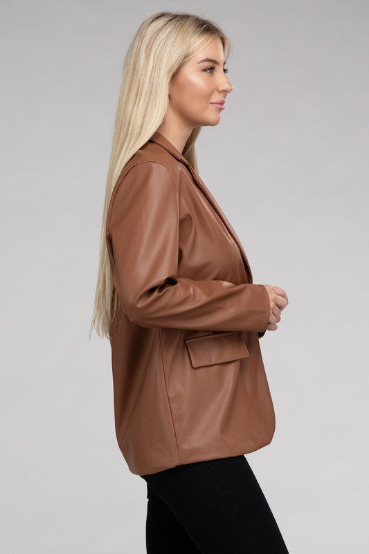 Eleanor Faux Leather Blazer (3 Colors)