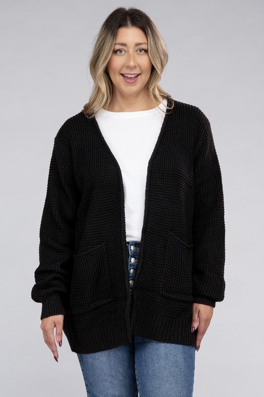 Curvy Waffle-Knit Sweater (5 Colors)