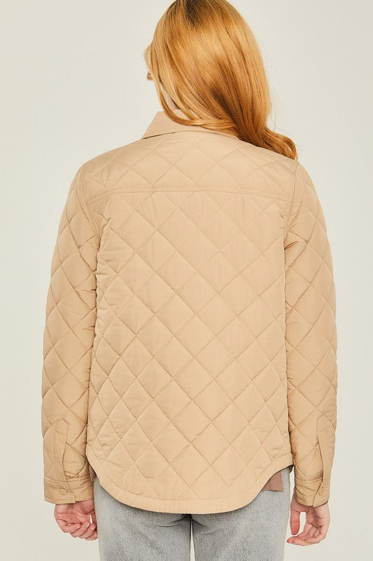 Woven Quilted Solid Shacket