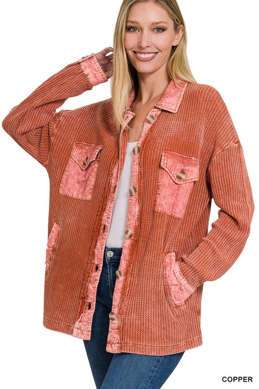 Ariella Acid Wash Shacket (4 Colors)