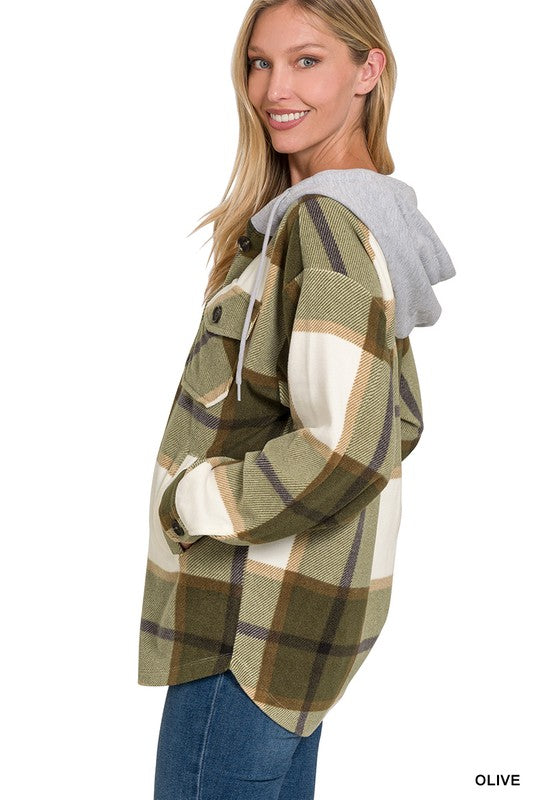 Morgan Hooded Plaid Shacket (4 Colors)