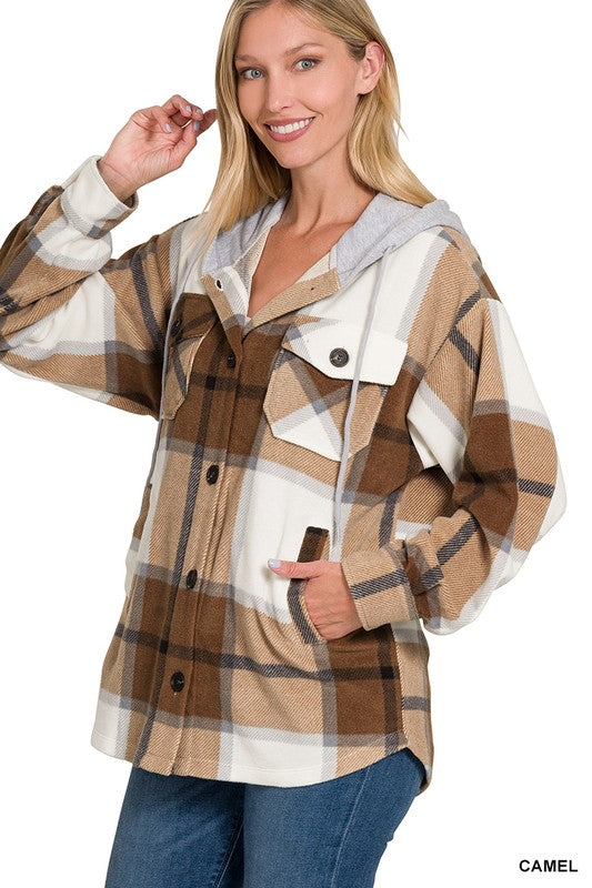 Morgan Hooded Plaid Shacket (4 Colors)