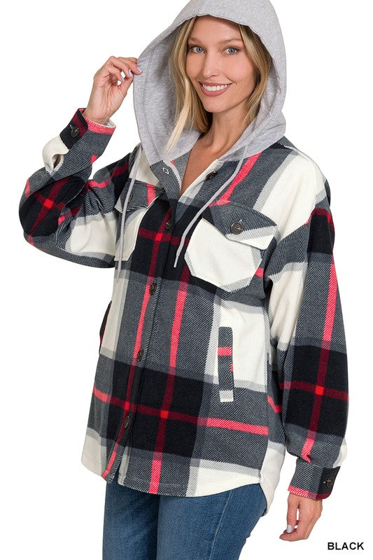 Morgan Hooded Plaid Shacket (4 Colors)