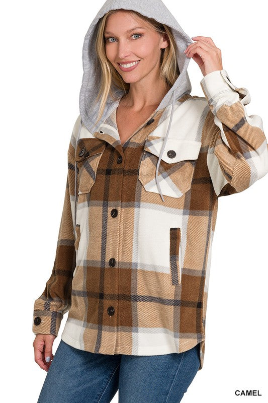 Morgan Hooded Plaid Shacket (4 Colors)