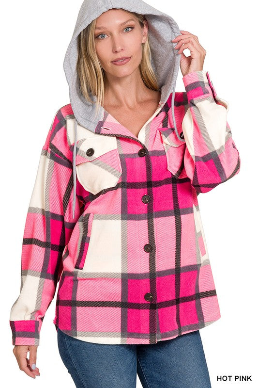 Morgan Hooded Plaid Shacket (4 Colors)