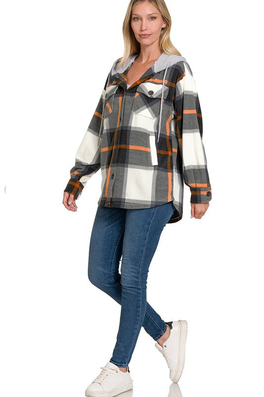 Morgan Hooded Plaid Shacket (4 Colors)