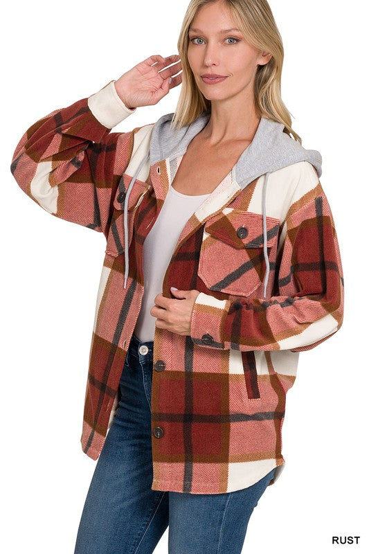 Morgan Hooded Plaid Shacket (4 Colors)