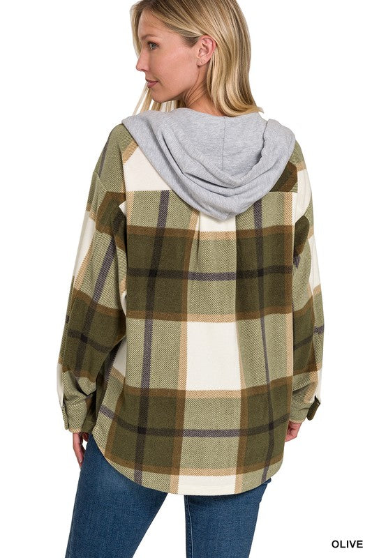 Morgan Hooded Plaid Shacket (4 Colors)