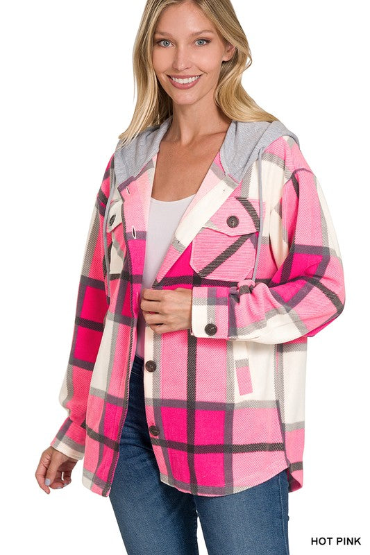 Morgan Hooded Plaid Shacket (4 Colors)