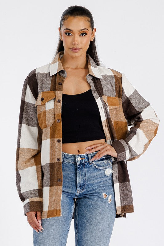 Hallie Oversized Soft Flannel Shacket (5 Colors)