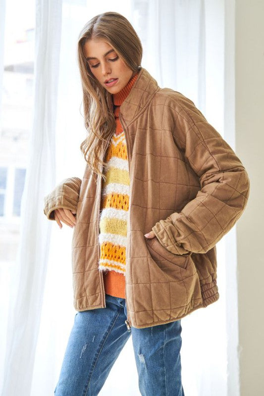 Washed Soft Comfy Oversized Quilted Jacket (4 Colors)