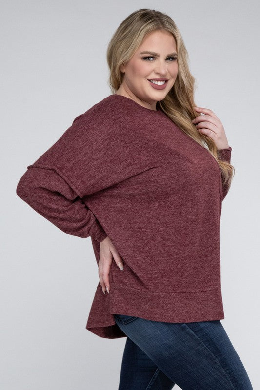 Curvy Brushed Melange Sweater (5 Colors)