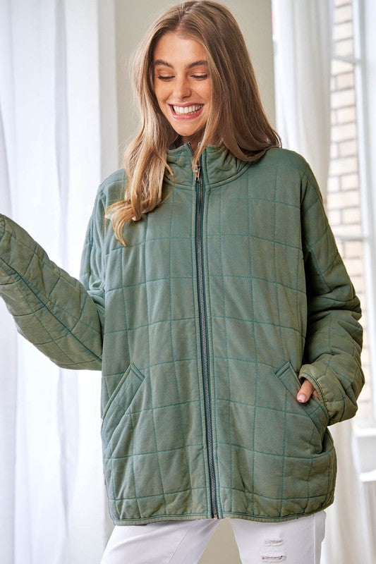 Washed Soft Comfy Oversized Quilted Jacket (4 Colors)