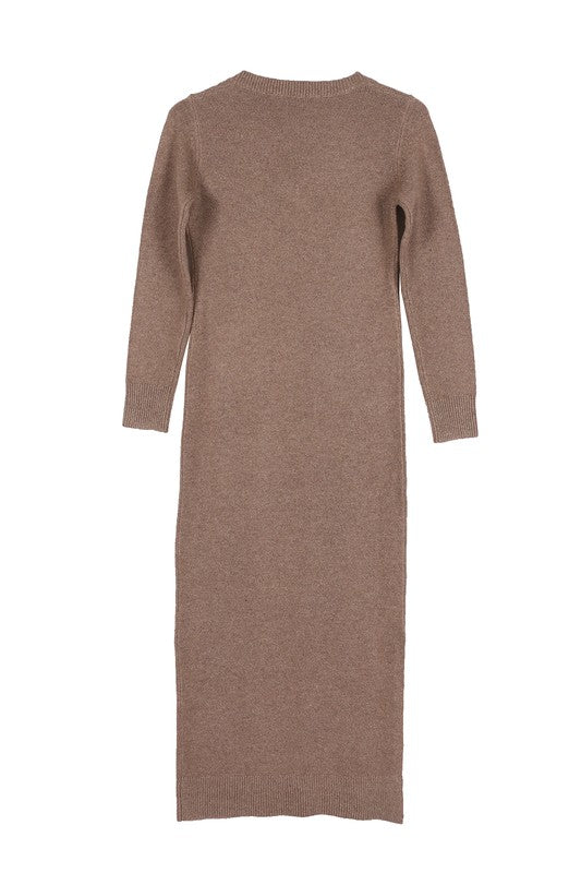 Snowy Sunday V-Neck Sweater Maxi Dress (2 Colors)