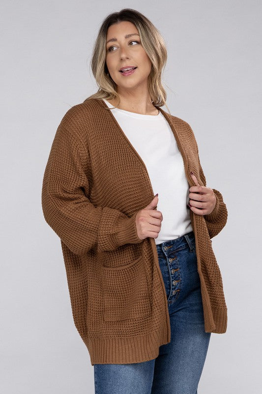 Curvy Waffle-Knit Sweater (5 Colors)