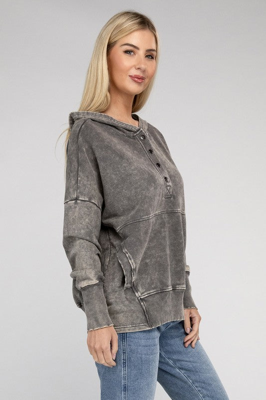 Top Trend French Terry Acid Wash Hoodie