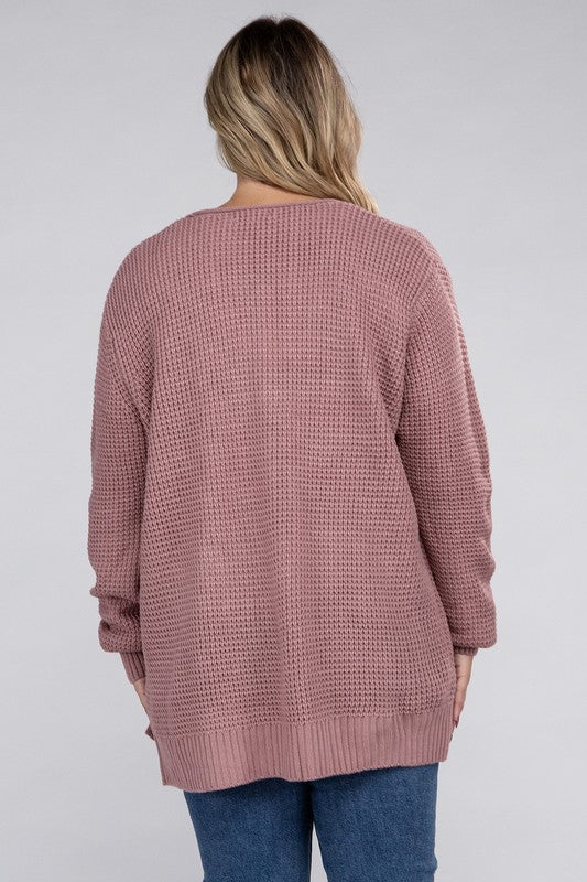 Curvy Waffle-Knit Sweater (5 Colors)