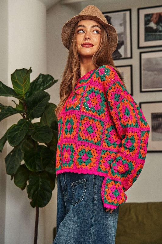 Crochet Patchwork Sweater (2 Colors)