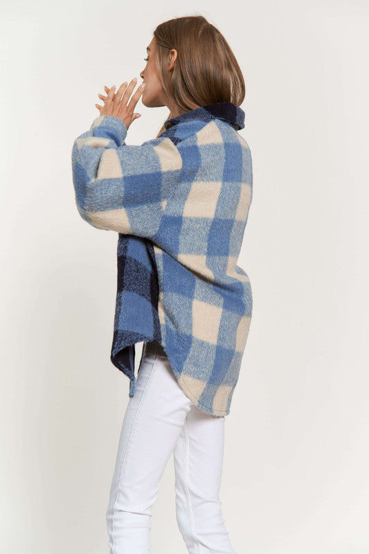 Blue Jay Two-Tone Plaid Shacket