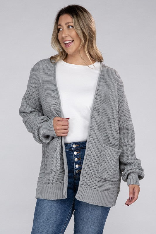 Curvy Waffle-Knit Sweater (5 Colors)