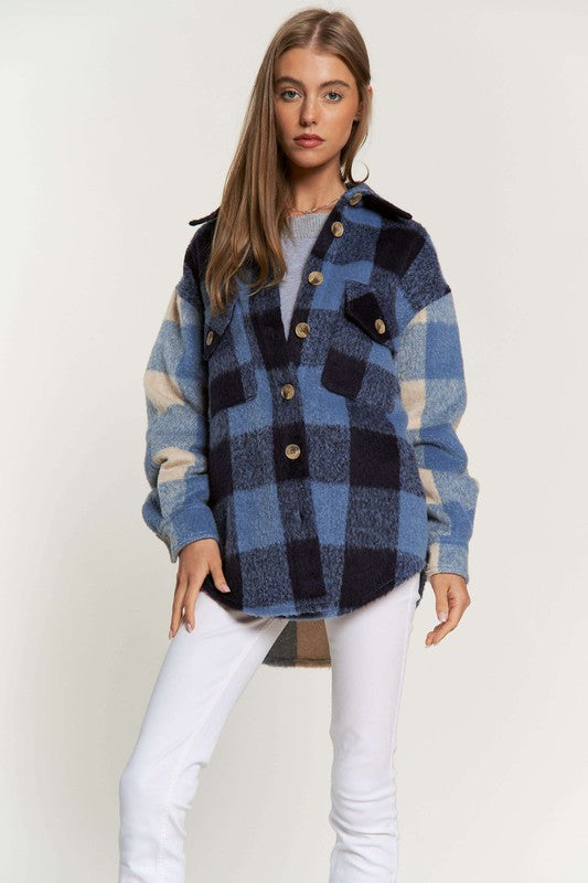 Blue Jay Two-Tone Plaid Shacket