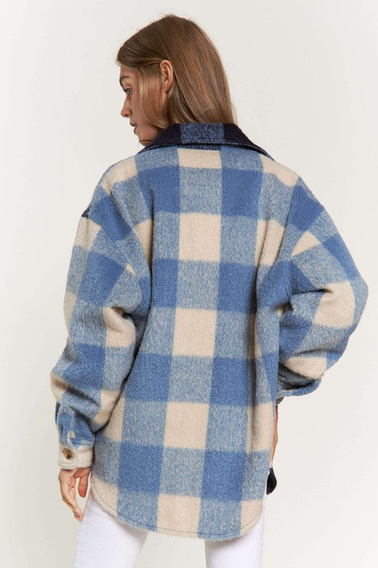 Blue Jay Two-Tone Plaid Shacket