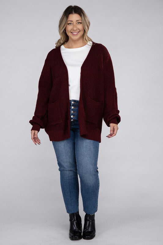 Curvy Waffle-Knit Sweater (5 Colors)