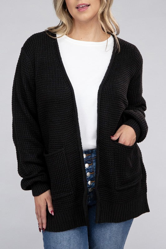 Curvy Waffle-Knit Sweater (5 Colors)